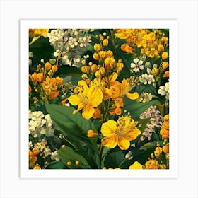 Yellow Flowers Seamless Pattern Art Art Print