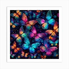 Colorful Butterflies Seamless Pattern 3 Art Print