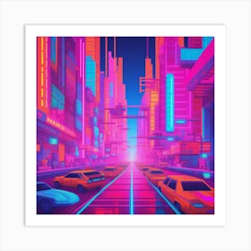 Neon Dreamscapes Captivating Cityscapes Reimagined With Vibrant Neon Colors Geometric Shapes And 155786936 (1) Art Print