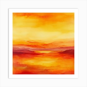 Sunset Watercolor Painting Art Print