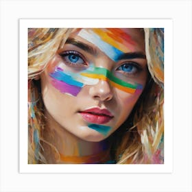 Rainbow face paint mask Art Print