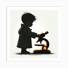 Child With Microscope Art Print