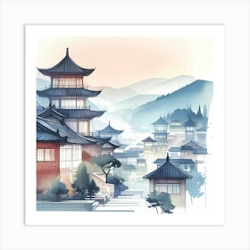 Chinese Watercolor Painting Art Print