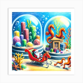 Super Kids Creativity:Santa Claus In The Sea Art Print