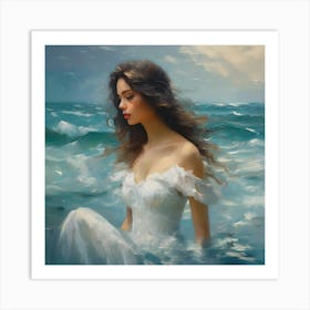 Girl In The Ocean Art Print