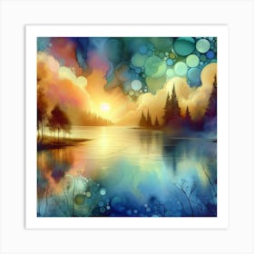 Sunset By The Lake 1 Art Print