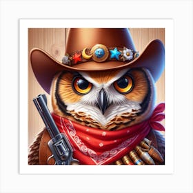 Cowboy Owl 5 Art Print