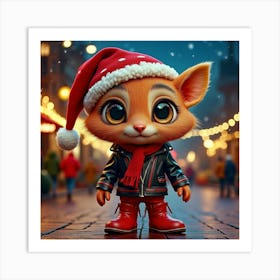 Santa Kitty 1 Art Print