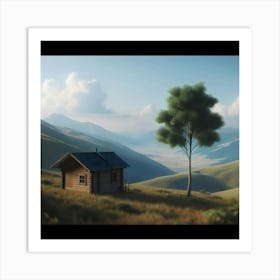 Cabin In The Mountains Art Print