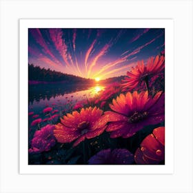 Sunset Flowers 2 Art Print