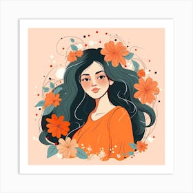 Bloom Body Art Girl Surrounded By Flowers And Plants 2 Art Print