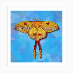 Mechanical Butterfly The Comet Moth Techno Argema Mittrei In Blue Art Print