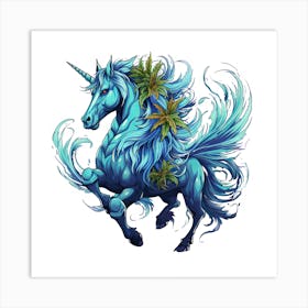 Blue Unicorn Art Print