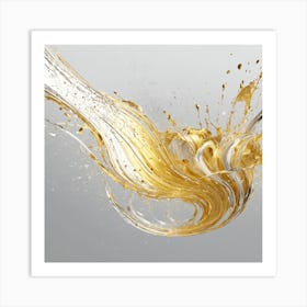 Gold Liquid Splash abstract Art Print