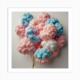 Blue And Pink Cotton Balls Art Print