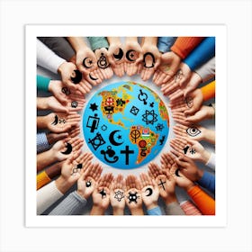 Many Hands Around The World Art Print