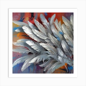 Silver Feathers Art Print