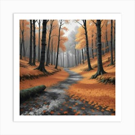 Diverse Array Of Autumn Leaves In A Wood Art Print