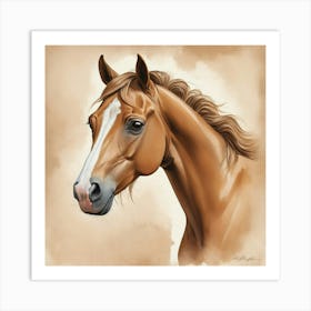 Illustration Of Light Brown Horse Art Print 0 Art Print