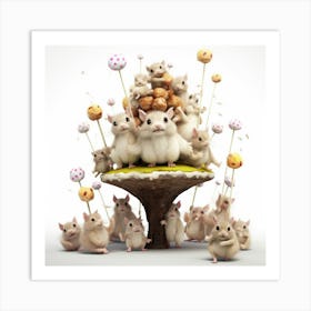 Hamsters On A Mushroom Art Print