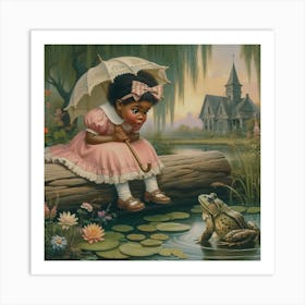 Little Girl With A Frog Art Print
