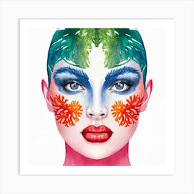 Watercolor Of A Woman'S Face 19 Art Print