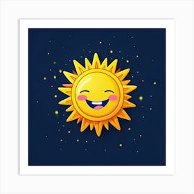 Lovely smiling sun on a blue gradient background 4 Art Print