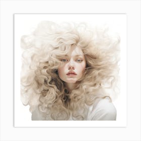 Girl With Curly Hair Art Print