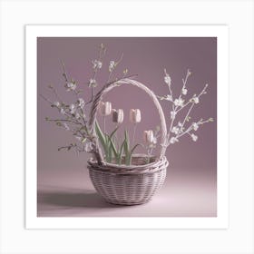 Tulips In A Basket 2 Art Print