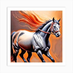 Horse With Orange Mane Art Print