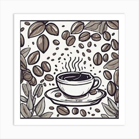 Coffee Cup With Coffee Beans 12 Art Print