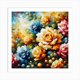 Colorful Roses oil painting abstract painting art 9 Art Print