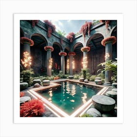 Pool In A Courtyard Art Print