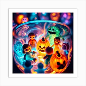 Halloween Ghosts In A Glass Art Print