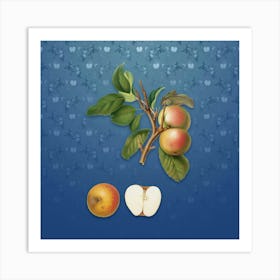 Vintage Pupina Apple Botanical on Bahama Blue Pattern n.2364 Art Print