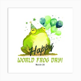 Happy Frog Birthday Art Print