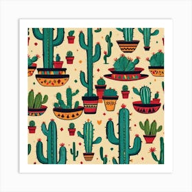 Cactus Pattern 15 Art Print