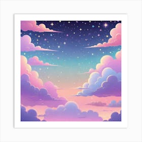 Sky With Twinkling Stars In Pastel Colors Square Composition 304 Art Print