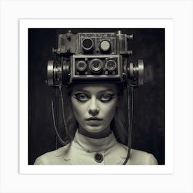 Girl With A Camera On Her Head Art Print