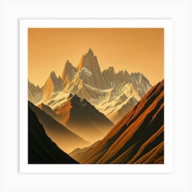 Mountain Range At Sunset Art Print