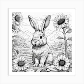 Bunny And Sunflowers Art Print