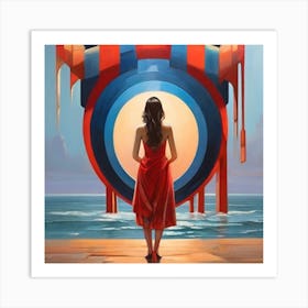 Woman In A Red Dress Art Print