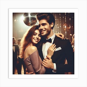 Young Couple At Disco Art Print