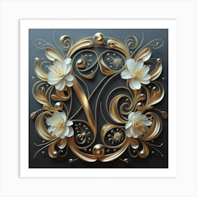 Gold Floral Painting Art Print
