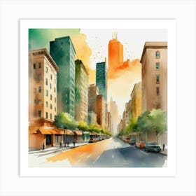 Watercolor Cityscape Art Print