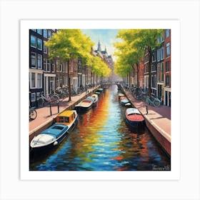 Sunny Canals Cape Vibrant Amsterdam Summer Art Print 0 Art Print