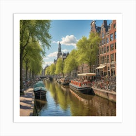 Amsterdam canal at dawn Art Print