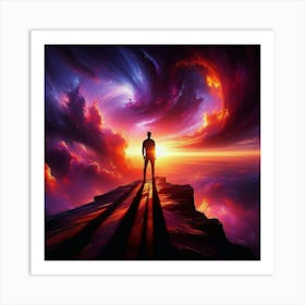 Man Standing On Top Of Mountain 2 Art Print