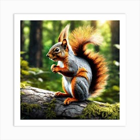 Squirrel In The Forest 91 Art Print