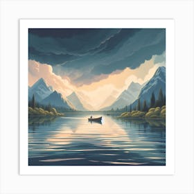 Boat On A Lake Art Print